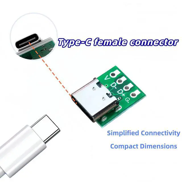 Alt view image 4 of 6 - 20 Pack USB 3.1 Type C Connector Board DIY Serial Basic Breakout Female Connector for Data Line Wire Cable Transfer USB C Breakout Board 2.54mm