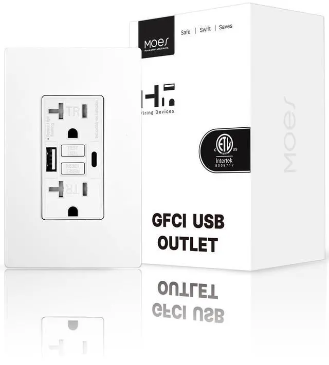 Main image of 20 Amp GFCI USB Outlet with Type C & A, Tamper Resistant