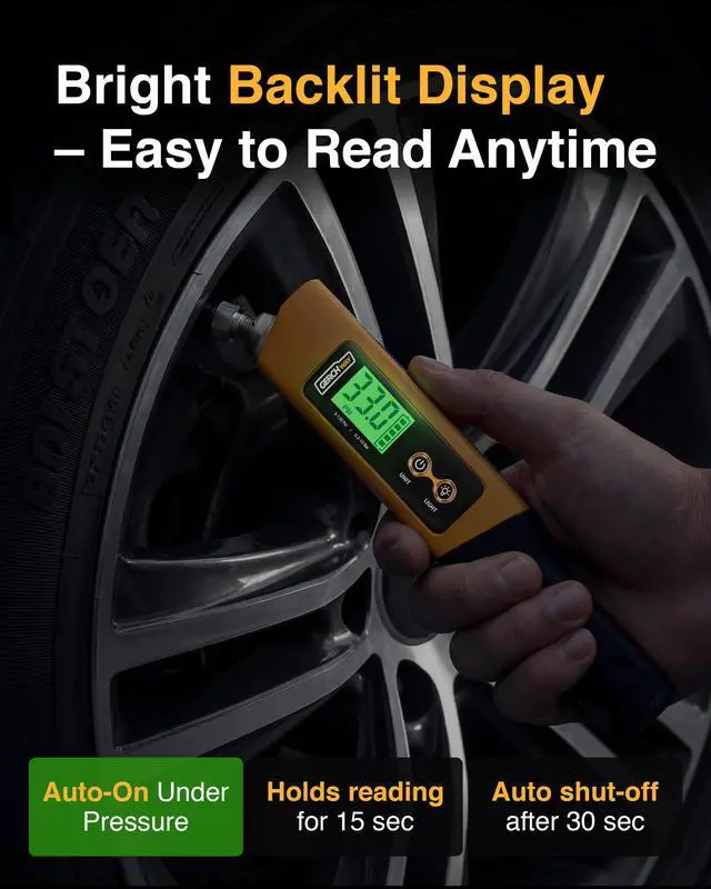 Alt view image 4 of 7 - 2-in-1 Digital Tire Pressure Gauge with Magnetic LED Work Light, USB Rechargeable, Lab Tested Air Gauge, 150 PSI