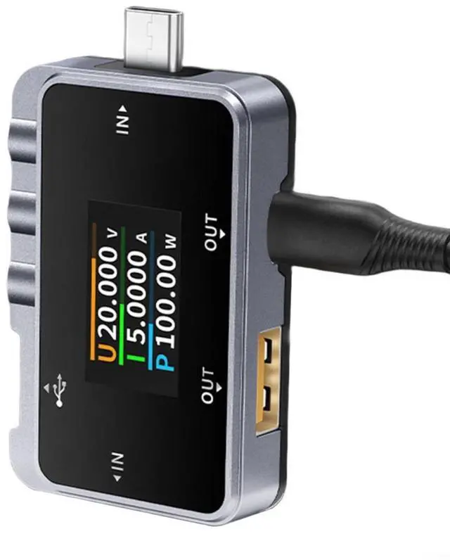 Main image of FNAC-28 USB Tester Digital Voltmeter and Ammeter with 1.06-Inch Color Display, 4-24V Voltage, 0-6.5A Current, USB-A/Type-C Ports