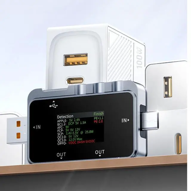 Alt view image 4 of 6 - FNAC-28 USB Tester Digital Voltmeter and Ammeter with 1.06-Inch Color Display, 4-24V Voltage, 0-6.5A Current, USB-A/Type-C Ports
