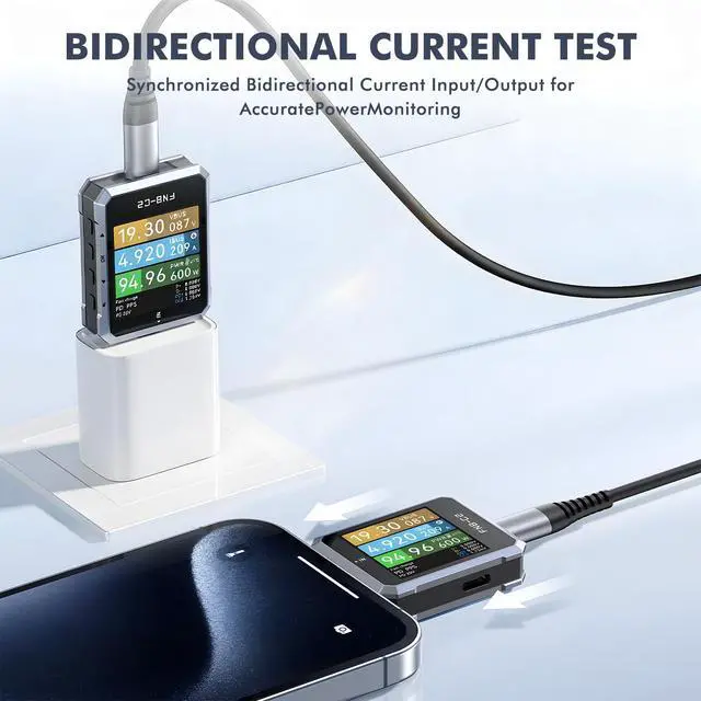 Alt view image 3 of 7 - FNB-C2 USB Tester, USB-C Fast Charging Tester 4-50V 6.5A Digital Ammeter Voltmeter Voltage Current Meter