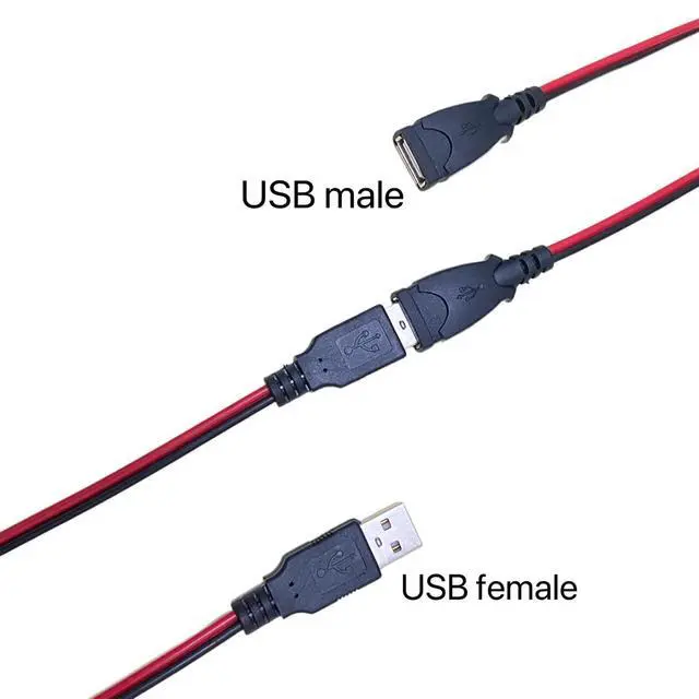 Alt view image 2 of 5 - 50cm 24AWG USB Male to Female Jumper Wires with Alligator Clips