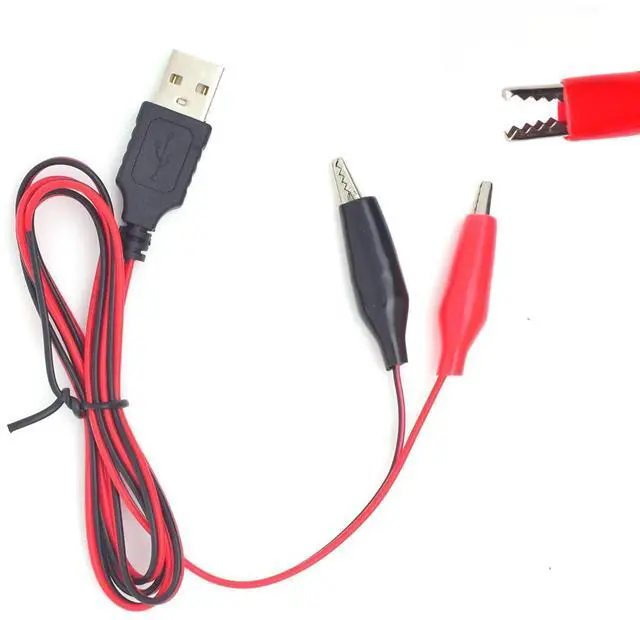 Main image of 1PCS Alligator Clips with Wires USB,20AWG 1M/3.3FT Alligator Test Clips Clamp to Male Connector Power Supply Adapter USB Test Leads 5V 3A Cable for Multimeter Measure,Electronic Testing