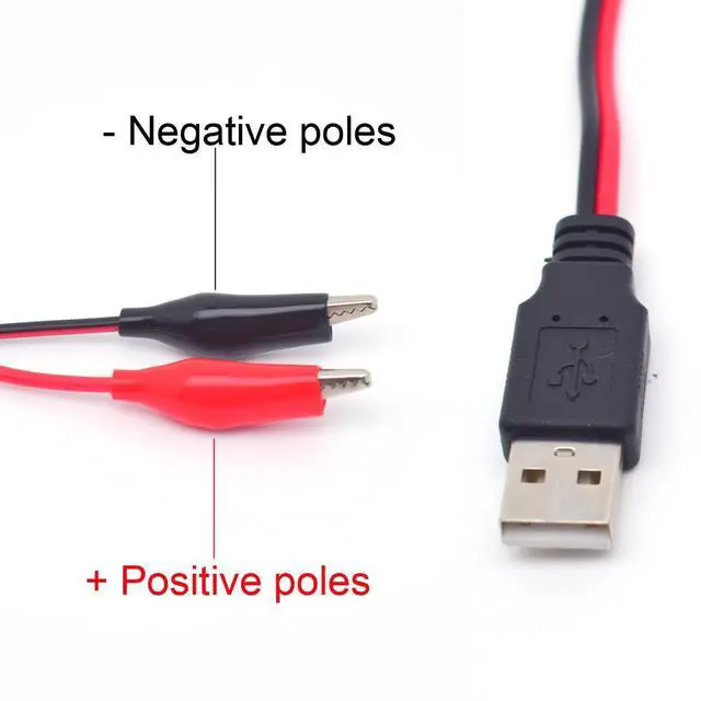 Alt view image 7 of 7 - 1PCS Alligator Clips with Wires USB,20AWG 1M/3.3FT Alligator Test Clips Clamp to Male Connector Power Supply Adapter USB Test Leads 5V 3A Cable for Multimeter Measure,Electronic Testing