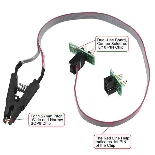 Alt view image 4 of 7 - SOP8 SOIC8 Test Clip and CH341A USB Programmer Flash for Most of 24 25 Series BIOS Chip with PDF Tutorial