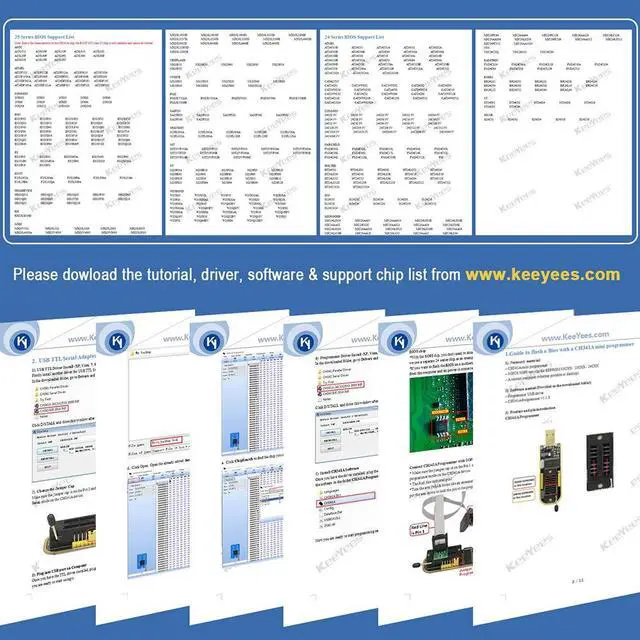 Alt view image 7 of 7 - SOP8 SOIC8 Test Clip and CH341A USB Programmer Flash for Most of 24 25 Series BIOS Chip with PDF Tutorial
