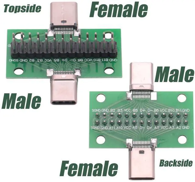 Alt view image 4 of 5 - 2Pcs USB 3.1 Type-C Male to Female 24P Test Board