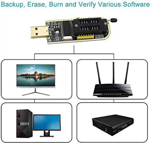 Alt view image 6 of 6 - CH341A 24 25 Series EEPROM Flash BIOS USB Programmer+SOIC8 SOP8 Test Clip+SPI Flash 1.8V Adapter+SOP8 SOIC8 to DIP8 Adapter Socket Converter