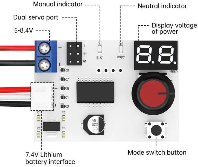 Alt view image 5 of 7 - RC Digital Servo Tester 1 Channels Motor Servo Controller Centering Tool with Over-Current Protection & 2 Control Modes for RC Car Airplane Robots Tester Tool
