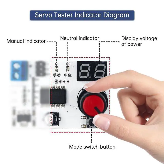 Alt view image 6 of 7 - RC Digital Servo Tester 1 Channels Motor Servo Controller Centering Tool with Over-Current Protection & 2 Control Modes for RC Car Airplane Robots Tester Tool