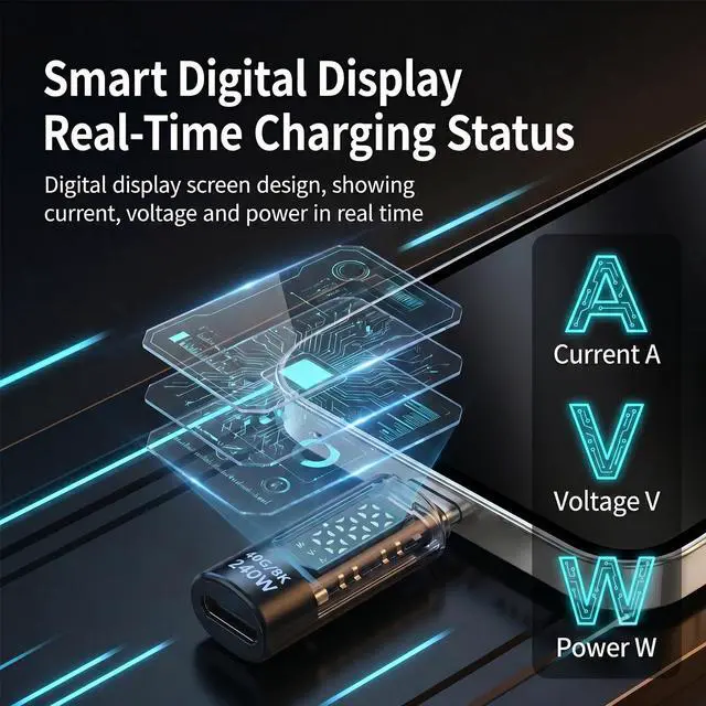 Alt view image 7 of 7 - 2 Pack 240w USB C Power Meter Tester with Digital Display, Voltage CurrentPower LED Display, PD USB-C Male to Female Connector for USB-C Cables/Devices