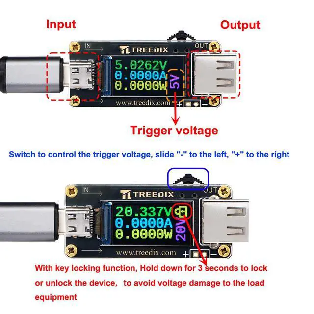 Alt view image 2 of 6 - USB Tester USB Type C to Type A QC PD3.0 Trigger Module with LCD Screen Type-C Female Interface 5V 9V 12V 15V 20V 5A Adjustable Voltage Current Power SupplyPD2.0/PD3.0,QC2.0/QC3.0,BC1.2