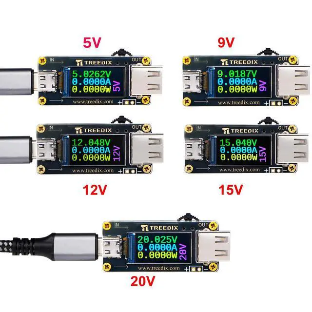 Alt view image 3 of 6 - USB Tester USB Type C to Type A QC PD3.0 Trigger Module with LCD Screen Type-C Female Interface 5V 9V 12V 15V 20V 5A Adjustable Voltage Current Power SupplyPD2.0/PD3.0,QC2.0/QC3.0,BC1.2