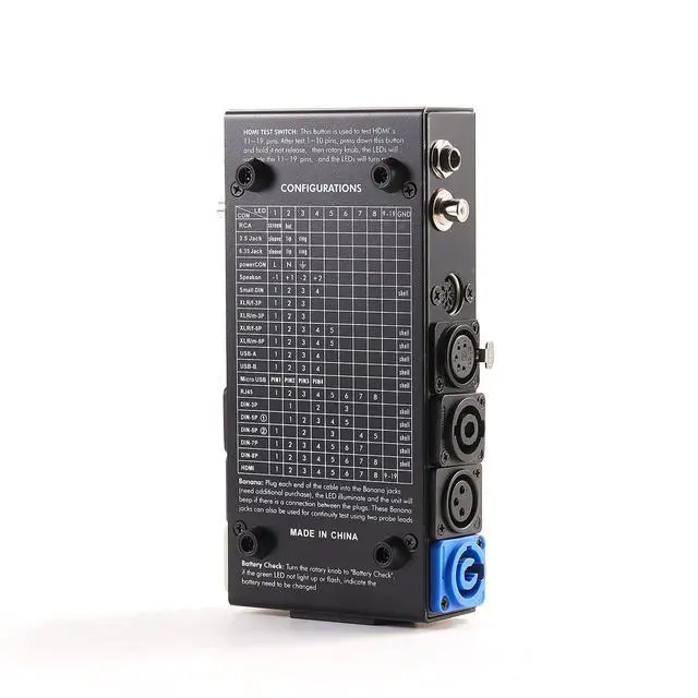 Alt view image 7 of 7 - . 15-Plug Audio Cable Tester Line Finder Black 15-in-1 Cables Checker 10-Way Switch Wire Tracker with LED Indicators, Rectangular