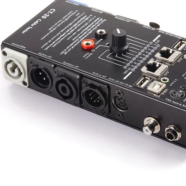 Alt view image 5 of 7 - . 15-Plug Audio Cable Tester Line Finder Black 15-in-1 Cables Checker 10-Way Switch Wire Tracker with LED Indicators, Rectangular