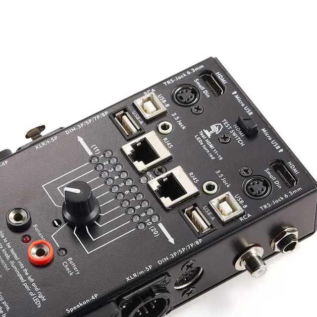 Alt view image 6 of 7 - . 15-Plug Audio Cable Tester Line Finder Black 15-in-1 Cables Checker 10-Way Switch Wire Tracker with LED Indicators, Rectangular