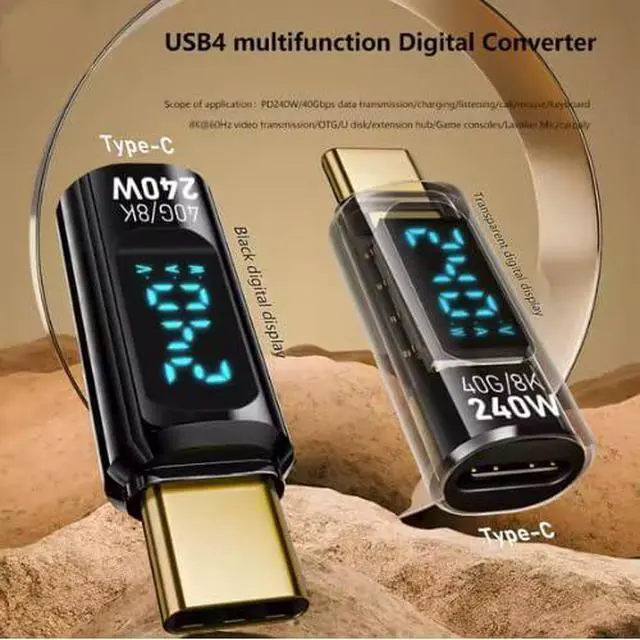 Alt view image 7 of 7 - USB C 8K 40Gbps Mini Digital Meter USB 4.0 Type-C Extension Adapter Display Voltage Current Power 240W Color Blue- 2 pcs