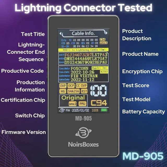 Alt view image 5 of 5 - Charging Cable Tester for iPhone Detects MFi Certification