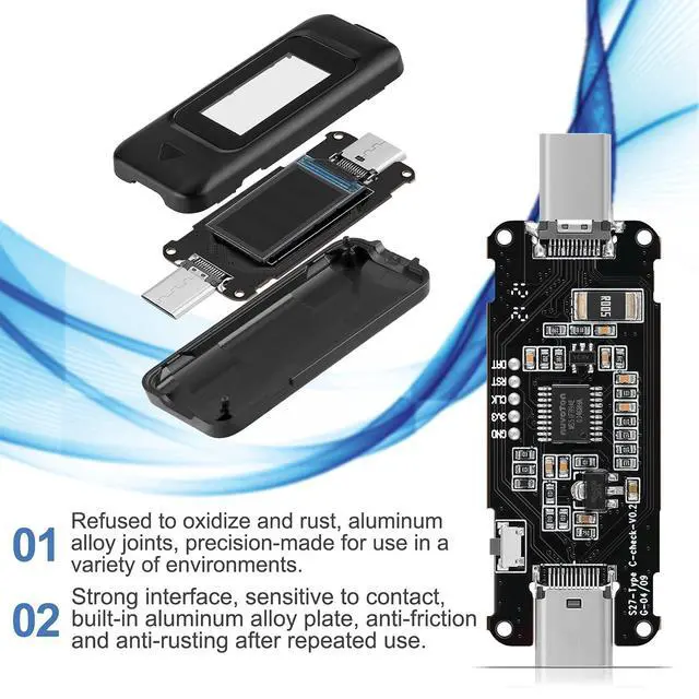 Alt view image 6 of 7 - Type-C USB Tester Voltmeter Meter USB Multimeter Voltage and Current Tester 0-5A 4-30V USB Power Meter Multi-Function Tester Color Display Capacity Voltage Current Detector (V1)
