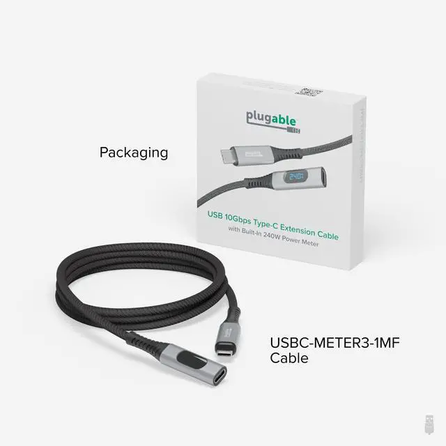 Alt view image 7 of 7 - USB C Extension Cable 3.3 Ft, Digital Power Meter Tester for Monitoring USB-C Connections, Supports Fast Charging up to 240W, 4K 60Hz Display, 10Gbps Data, Digital Multimeter Tester