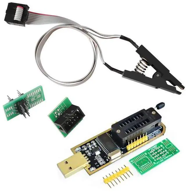 Main image of SOIC8 SOP8 Flash Chip IC Test Clips Socket Adpter Programmer BIOS + CH341A 24 25 Series for EEPROM Flash BIOS USB Programmer Module (Double Clip+ USB)