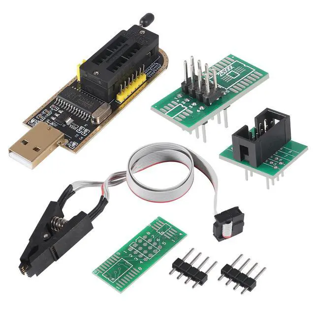 Alt view image 2 of 7 - SOIC8 SOP8 Flash Chip IC Test Clips Socket Adpter Programmer BIOS + CH341A 24 25 Series for EEPROM Flash BIOS USB Programmer Module (Double Clip+ USB)