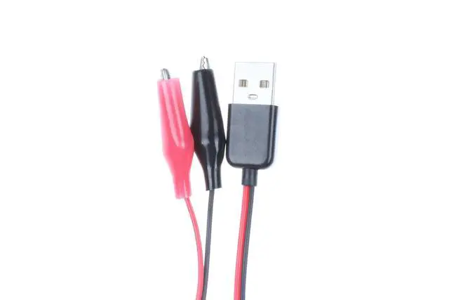 Alt view image 3 of 4 - Alligator Clip to USB Male Test Wire Adapter Red Black Wire Alligator Clip Test Cable Length 3.2 feet (Pack of 2)