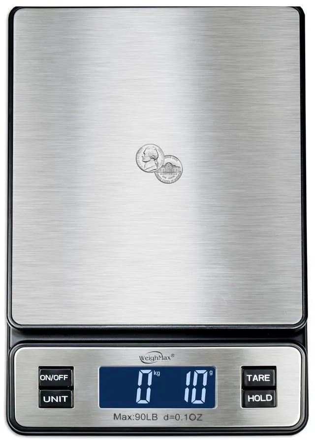 Alt view image 4 of 7 - W-2809 90 LB X 0.1 OZ Durable Stainless Steel Digital Postal Scale, Shipping Scale With AC adapter, 1 Pack