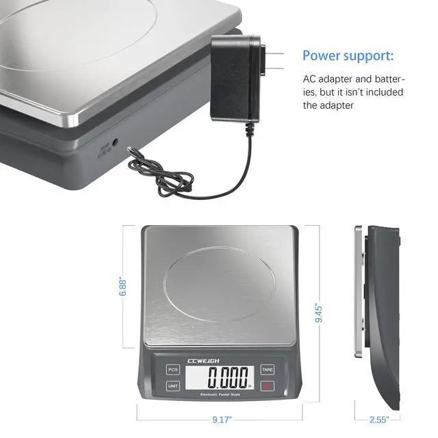 Alt view image 5 of 7 - Postal Scale Transport Scale 30kg/1g, 66lb with Battery and Stainless Steel Scale Plate, can be in Home Kitchen, Postal, Transport, Parcel, Supermarket with Fruit Scale