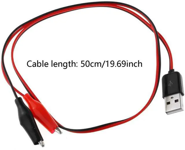 Alt view image 4 of 5 - Crocodile Clamps Test Wire 50cm/19.69inch Double Alligator Clips to USB Male Connector Cable Copper Test Lead for Testing Circuit