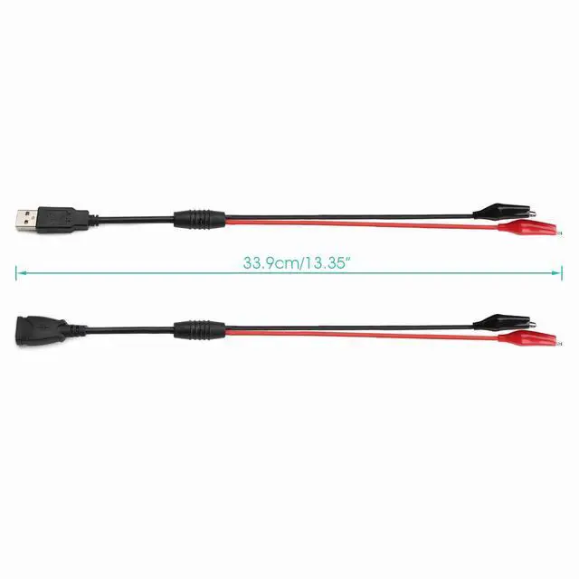 Alt view image 4 of 6 - 18 AWG USB to Alligator Clips with Wires - USB Male to Female Ports Test Leads with Alligator Clips Electrical Testing 13.35 inches 3-5A