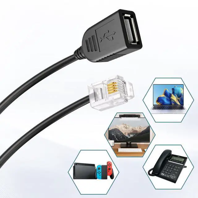 Alt view image 6 of 6 - RJ116p4c Male to USB Female, RJ11 to USB Modem Adapter, for Telephone Interface Testing Connectors, Telephone Communication, Fax Machines, Modem Adapters (30cm)