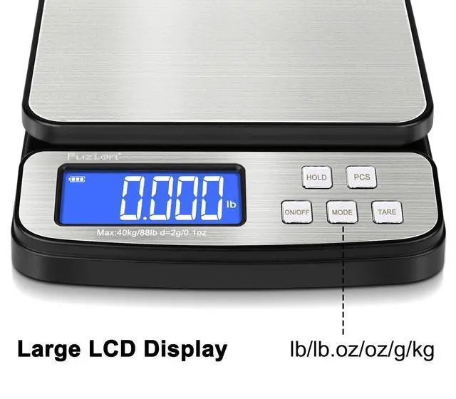 Alt view image 2 of 7 - Digital Shipping Postal Scale 88lb x 0.1oz, Stainless Steel Platform