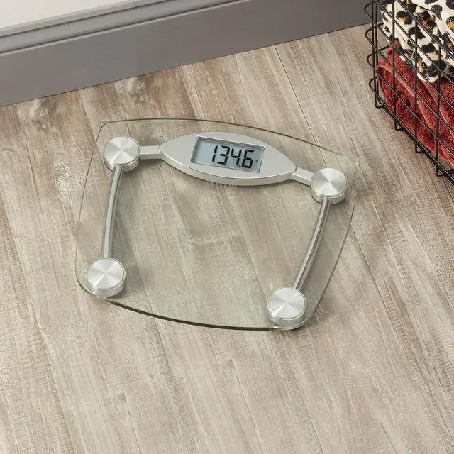 Alt view image 2 of 7 - Digital Bathroom Scale, Body Weight Scale, Instant On and Off, 400 lb Capacity, Sturdy Clear Glass with Chrome-Finish Base