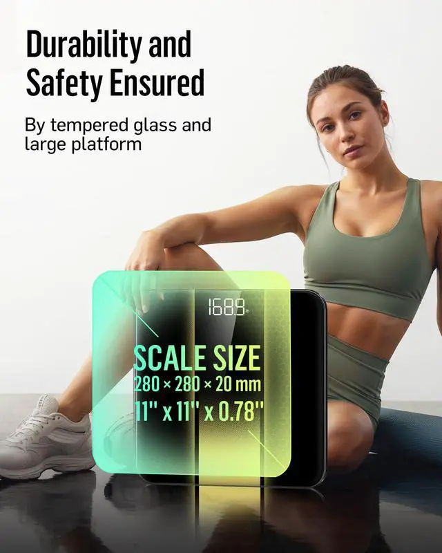 Alt view image 3 of 7 - Digital Bathroom Scale for Body Weight with High Precision, Clear LED Backlight Display, Accurate Scale with Tempered Glass, 400lb