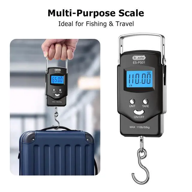 Alt view image 2 of 7 - Fish Scale, 110 lb Digital Luggage Scale with Tape