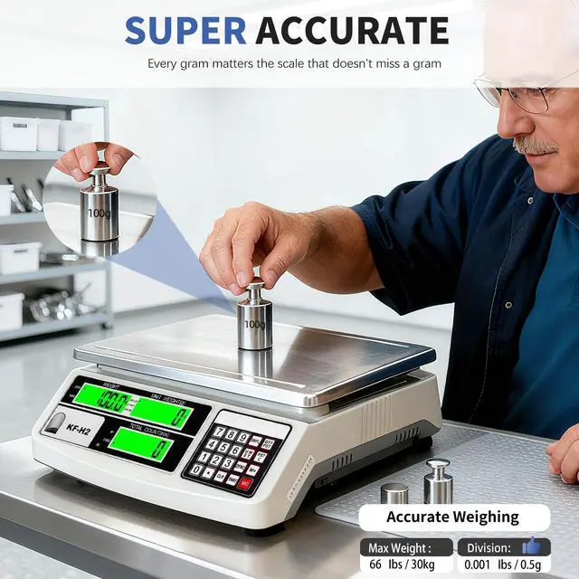 Alt view image 2 of 7 - Industrial Counting Scale, 30kg/0.5g Digital Coin Scale for Coin, Parts, High Precision Electronic Gram Scale with RS232 Port for Connecting Computer or Printer,kg/g/lb Switching, LCD Display