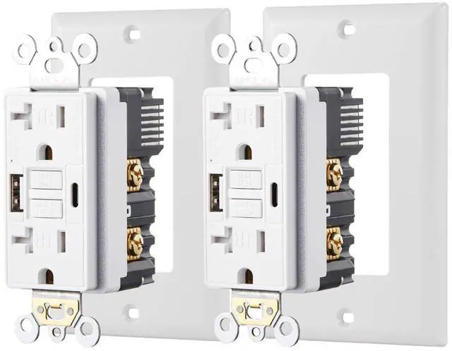 Main image of 20 Amp Self-Test GFCI Outlet Combination with USB Type A & Type-C