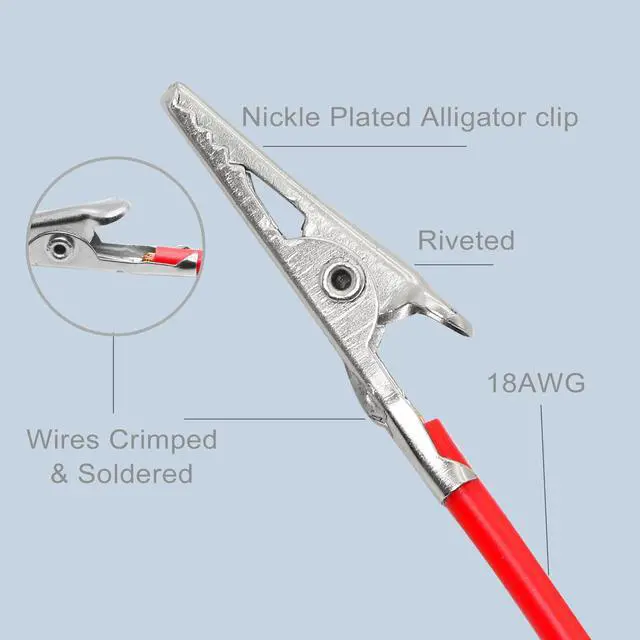 Alt view image 3 of 7 - Alligator Clip Jumper Probe to USB Male and Female Test Wre 18AWG Adapter Red and Black Wire Alligator Clip Test Wire 50 cm for Testing the Circuit