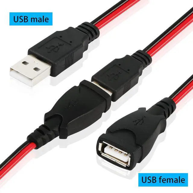 Alt view image 2 of 7 - Alligator Clip Jumper Probe to USB Male and Female Test Wre 18AWG Adapter Red and Black Wire Alligator Clip Test Wire 50 cm for Testing the Circuit