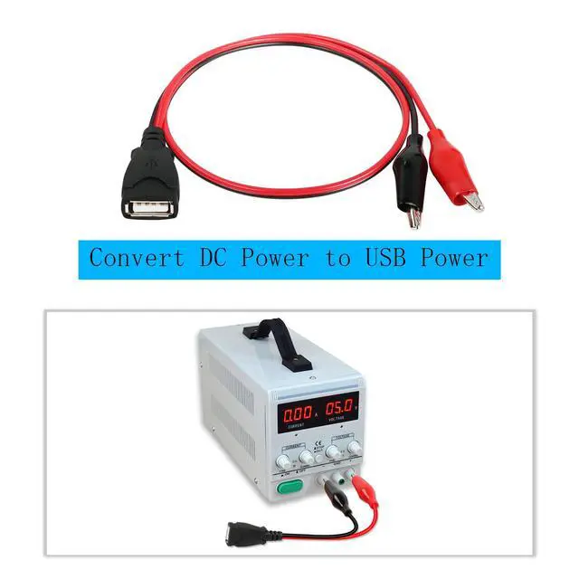 Alt view image 5 of 7 - Alligator Clip Jumper Probe to USB Male and Female Test Wre 18AWG Adapter Red and Black Wire Alligator Clip Test Wire 50 cm for Testing the Circuit