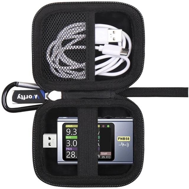 Main image of Case for FNIRSI USB Tester 4-28V 7A/4-24V 6.5A LCD A&C for Treedix USB Cable Tester - Hard Travel Carrying Storage Bag (Black)