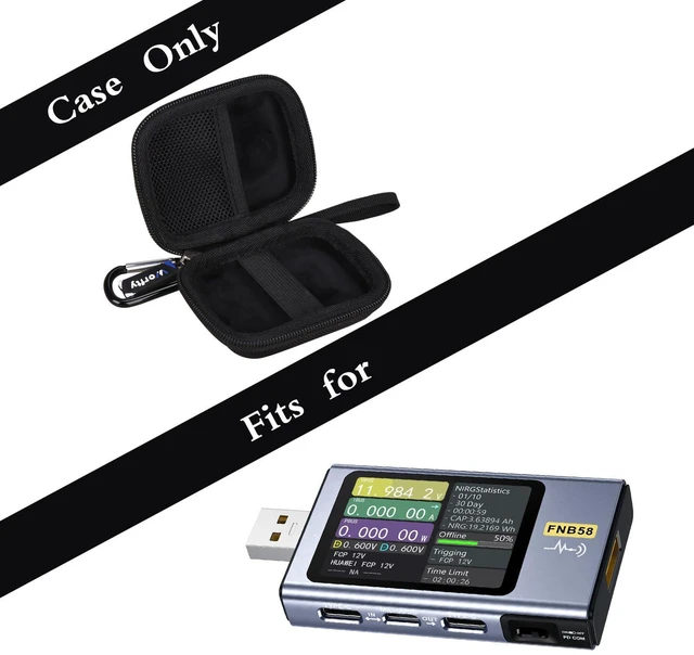 Alt view image 2 of 7 - Case for FNIRSI USB Tester 4-28V 7A/4-24V 6.5A LCD A&C for Treedix USB Cable Tester - Hard Travel Carrying Storage Bag (Black)