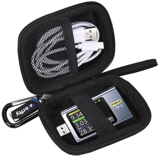 Alt view image 5 of 7 - Case for FNIRSI USB Tester 4-28V 7A/4-24V 6.5A LCD A&C for Treedix USB Cable Tester - Hard Travel Carrying Storage Bag (Black)