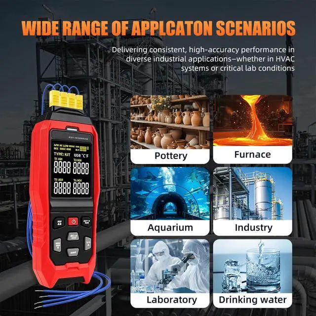 Alt view image 6 of 7 - 4 Channel Thermocouple Thermometer K/J/T Type USB Data Logger with Alarm