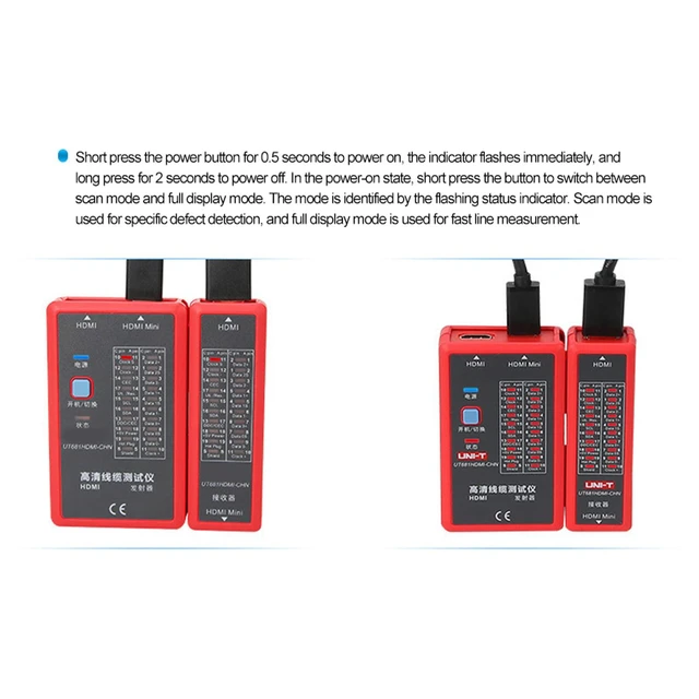 Alt view image 7 of 7 - UT681 HDMI Cable Tester, Portable Mini HDMI to HDMI, High Definition USB Cable Tester, for Check Disorder Short Open and Cross Connection