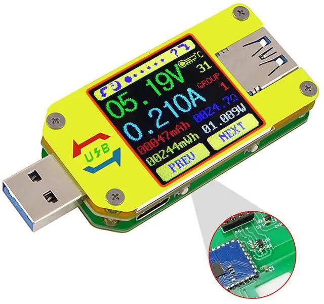Main image of UM34C 4A USB3.0 USB Meter Tester Voltage Current Power Charger Voltmeter Ammeter Multimeter Tester Measure Cable Resistance(UM34C)