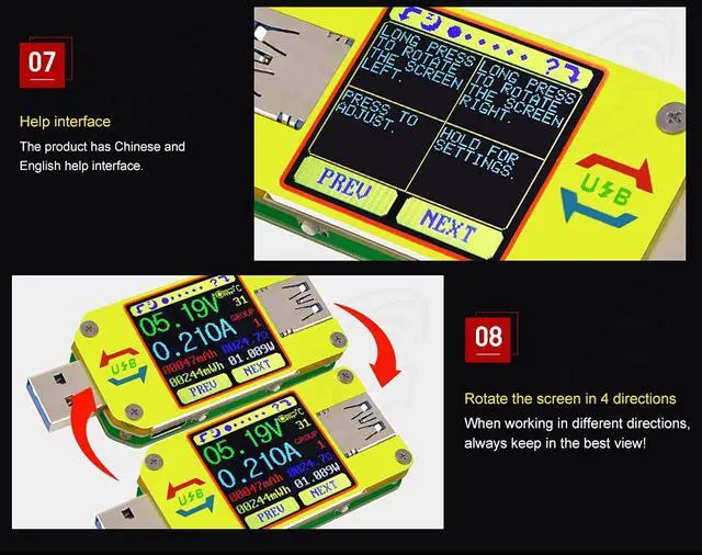 Alt view image 6 of 7 - UM34C 4A USB3.0 USB Meter Tester Voltage Current Power Charger Voltmeter Ammeter Multimeter Tester Measure Cable Resistance(UM34C)