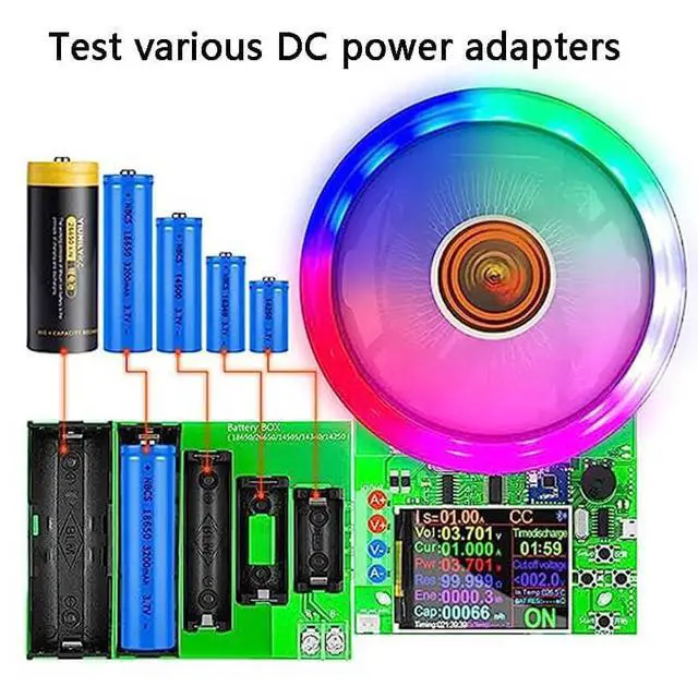 Alt view image 3 of 7 - DC Electronic Load Tester Battery Capacity Monitor USB Load Tester Color Screen Data Monitoring Discharge Charge Power Meter Supply Checker 180W 4 Working Modes(2.4 inch)